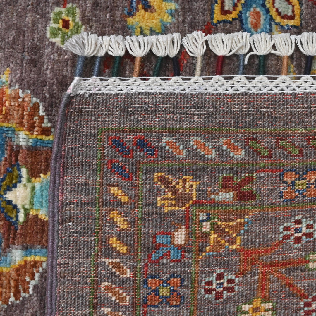 Khurjin Brown Handmade Rug 6.7X5.1 FT