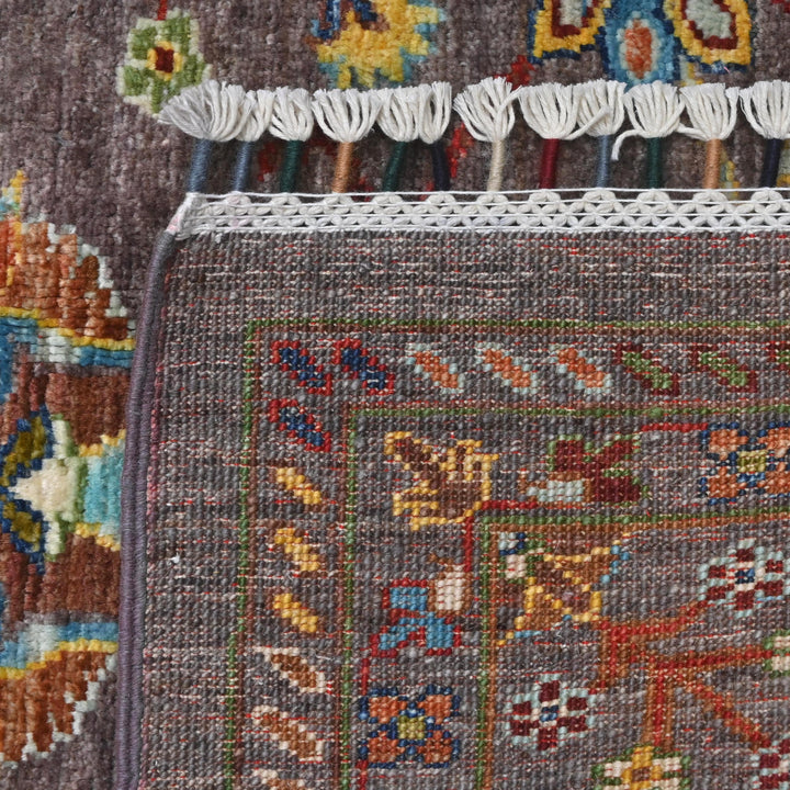 Khurjin Brown Handmade Rug 6.7X5.1 FT