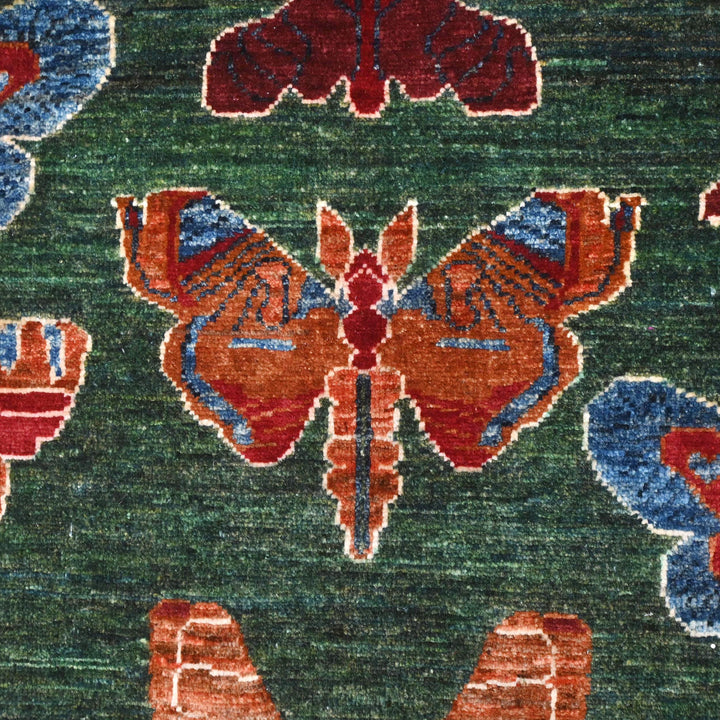 Khurjin Green Handmade Rug 6.7X5.1 FT