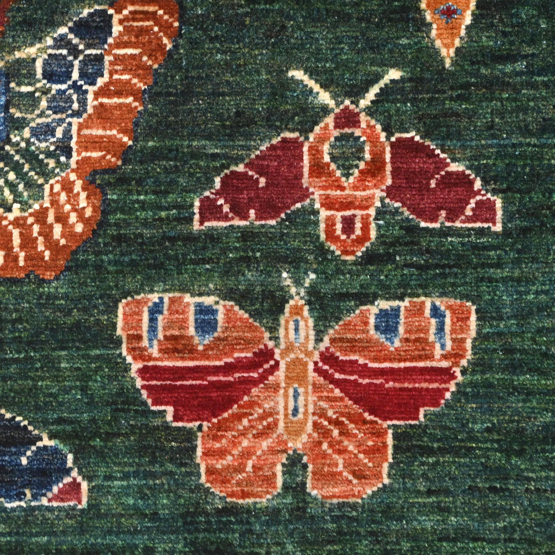 Khurjin Green Handmade Rug 6.7X5.1 FT