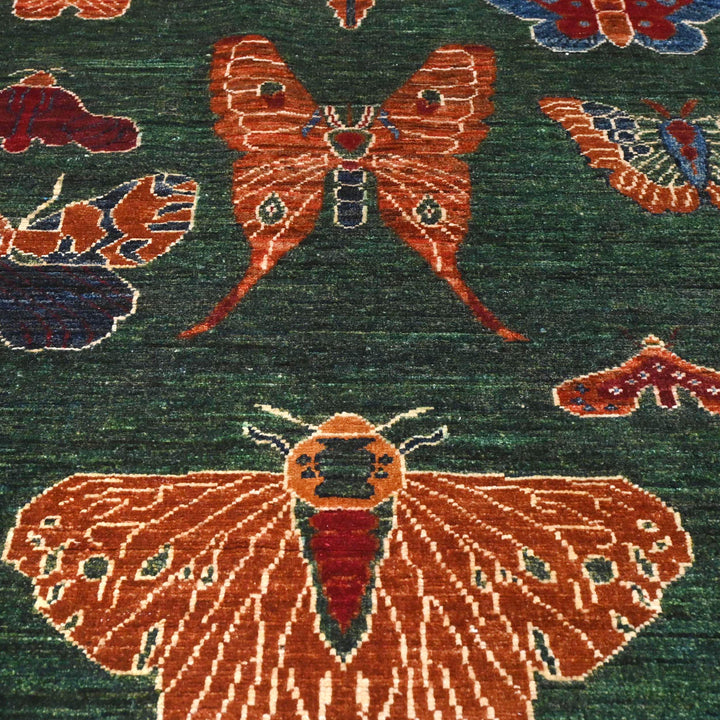 Khurjin Green Handmade Rug 6.7X5.1 FT