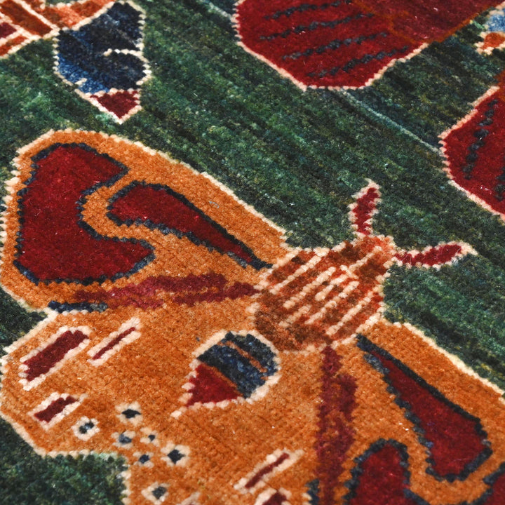 Khurjin Green Handmade Rug 6.7X5.1 FT