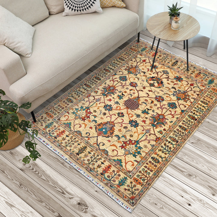 Khurjin Beige Handmade Rug 6.7X5.1 FT
