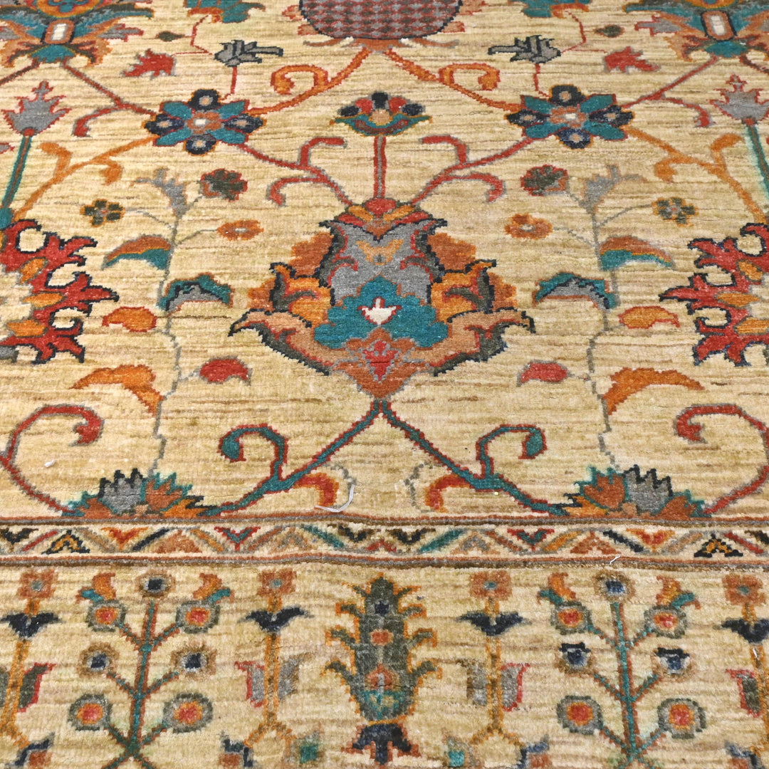 Khurjin Beige Handmade Rug 6.7X5.1 FT