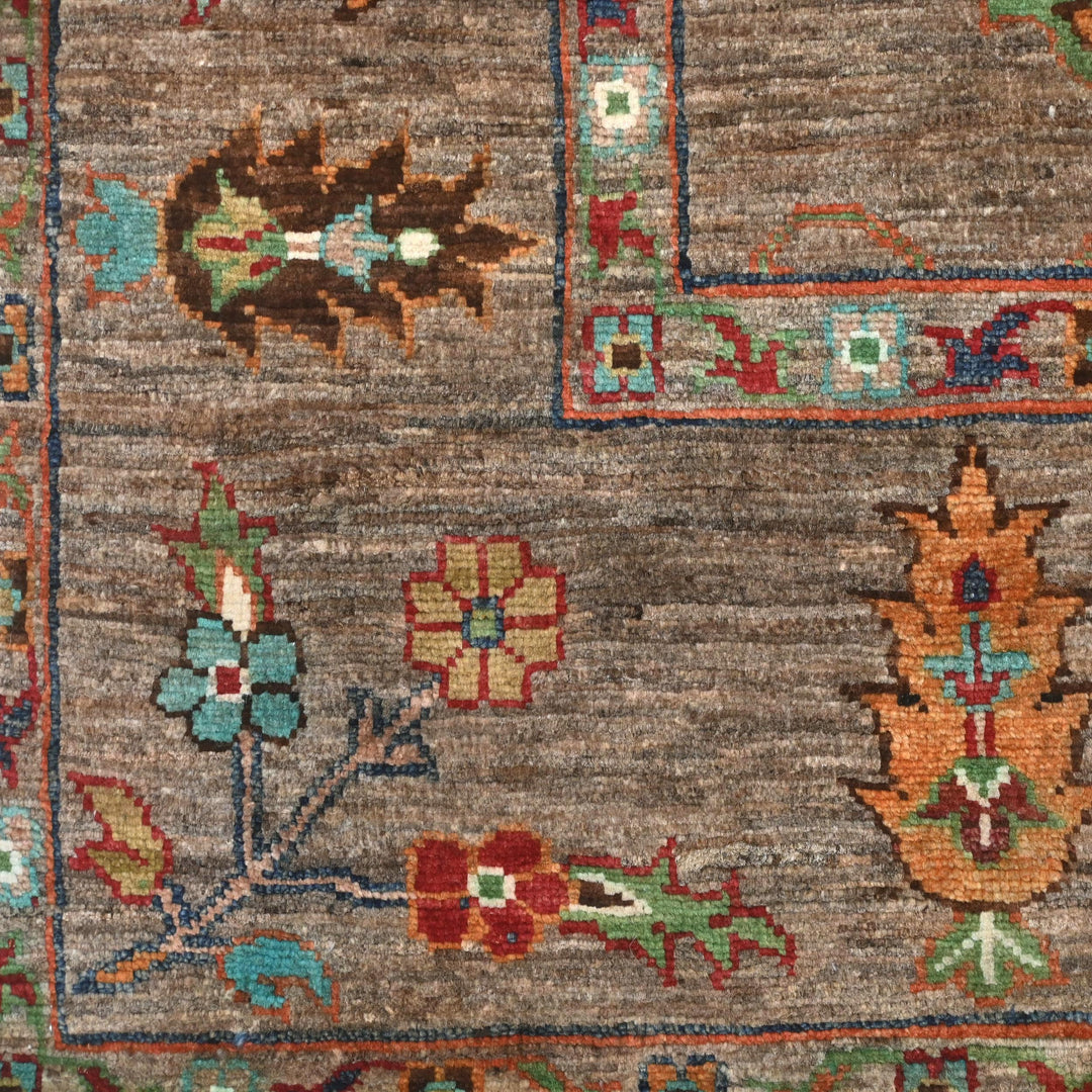 Khurjin Brown Handmade Rug 6.7X5.1 FT
