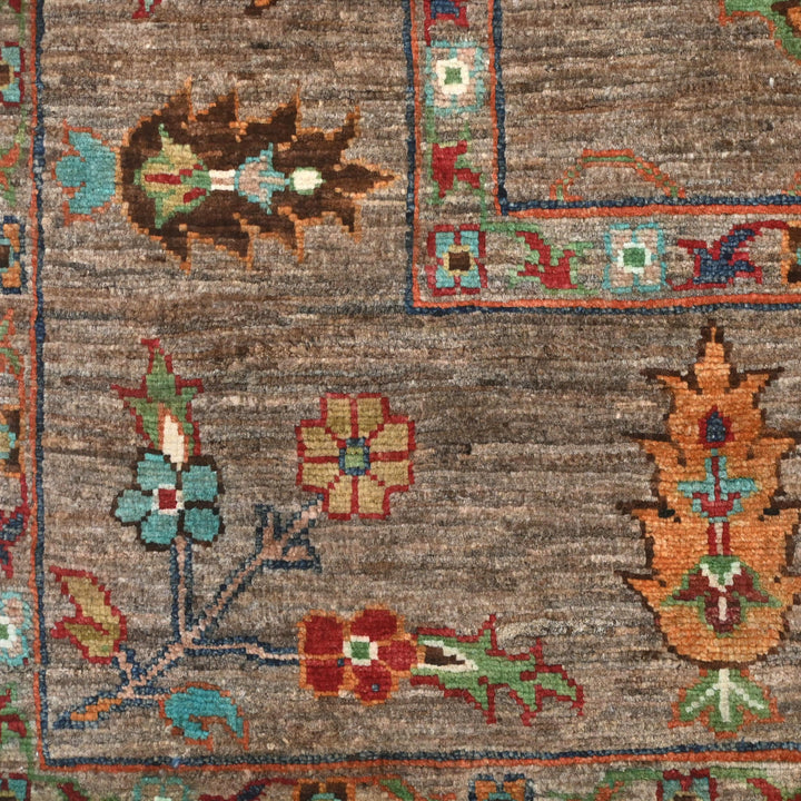 Khurjin Brown Handmade Rug 6.7X5.1 FT