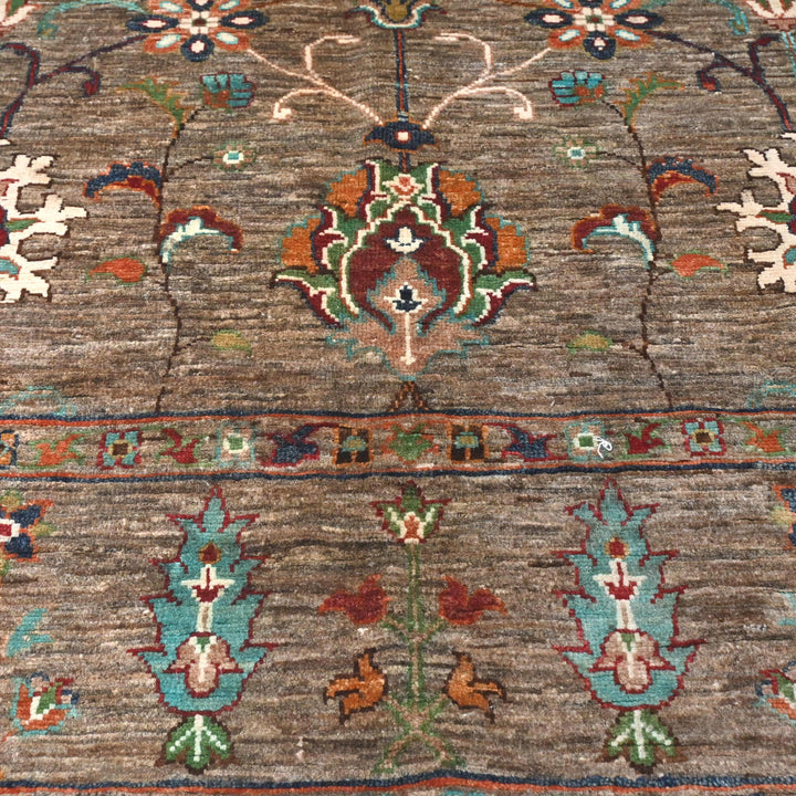 Khurjin Brown Handmade Rug 6.7X5.1 FT