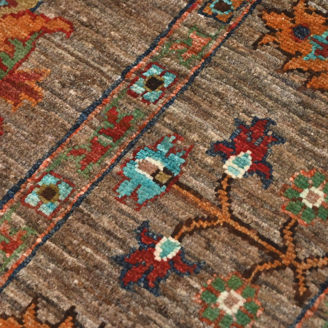 Khurjin Brown Handmade Rug 6.7X5.1 FT