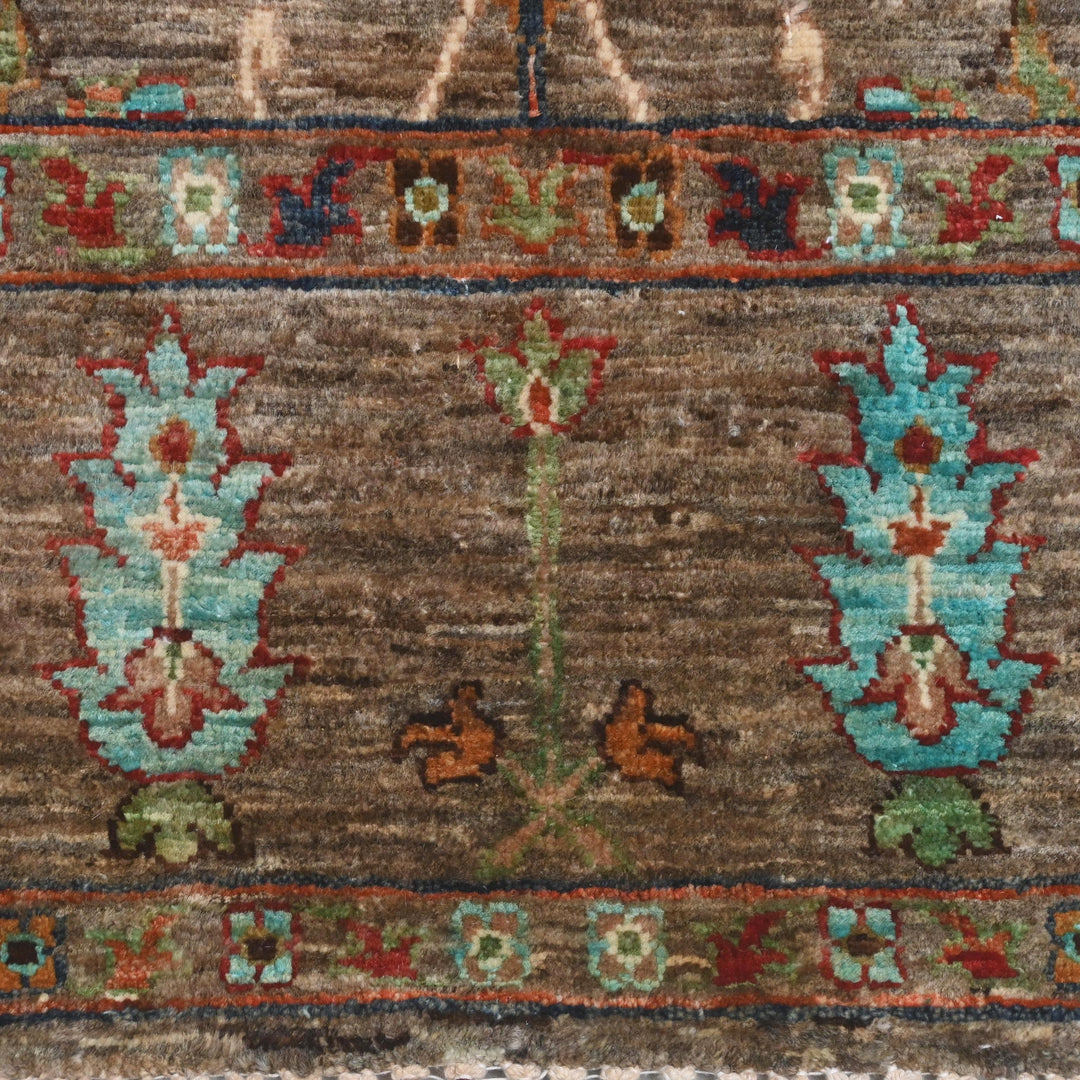 Khurjin Brown Handmade Rug 6.7X5.1 FT