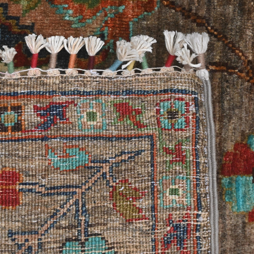 Khurjin Brown Handmade Rug 6.7X5.1 FT