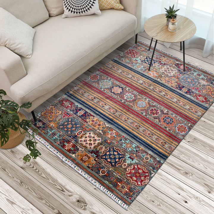 Khurjin Multi Handmade Rug 6.7X5.1 FT