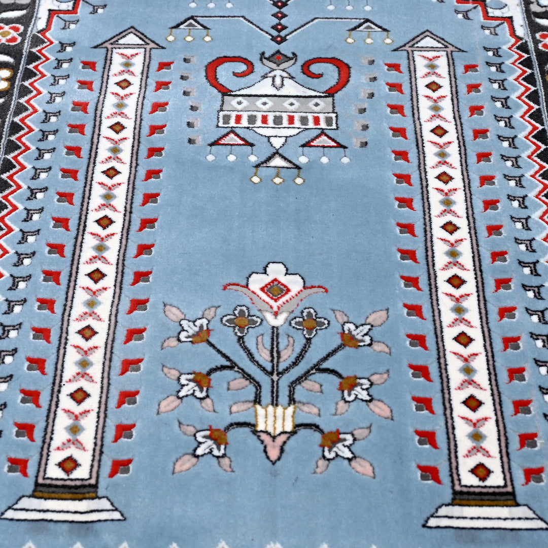 Light Blue Persian Khas Prayer Rug 2.5x4 FT