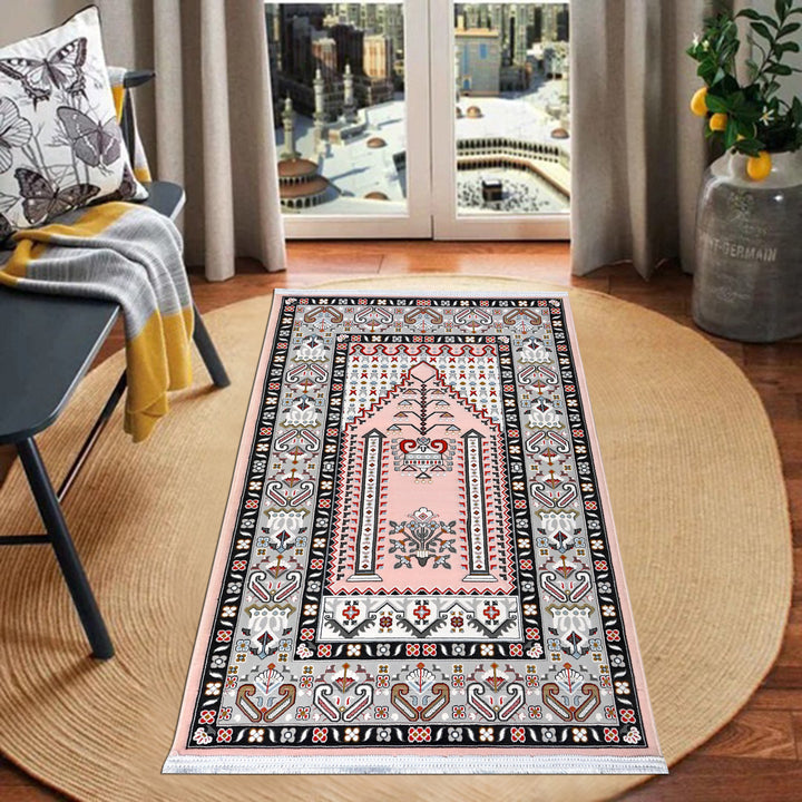 Soft Pink Persian Khas Prayer Rug 2.5x4 FT