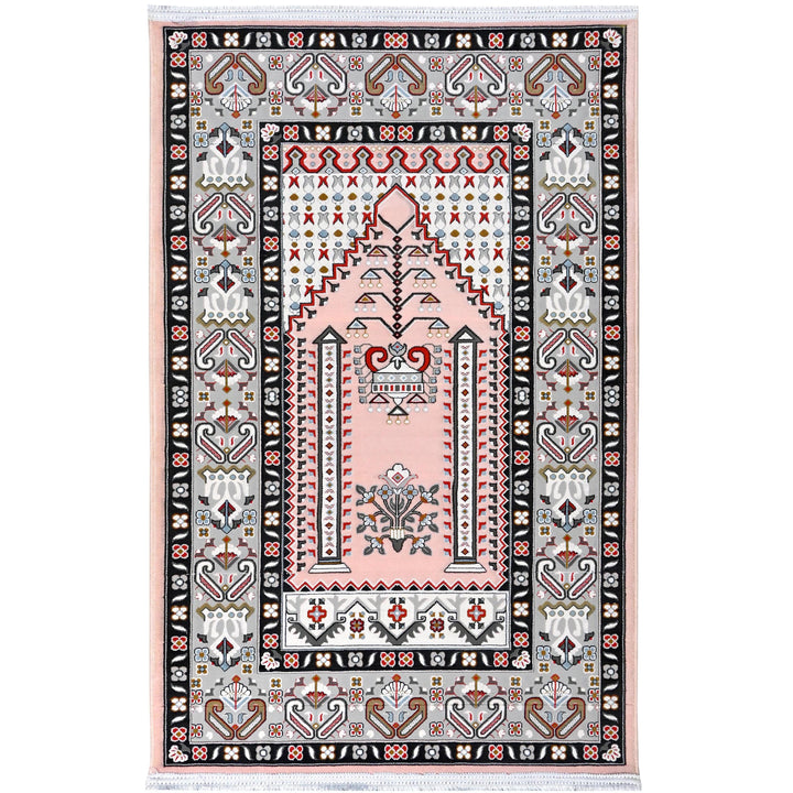 Soft Pink Persian Khas Prayer Rug 2.5x4 FT