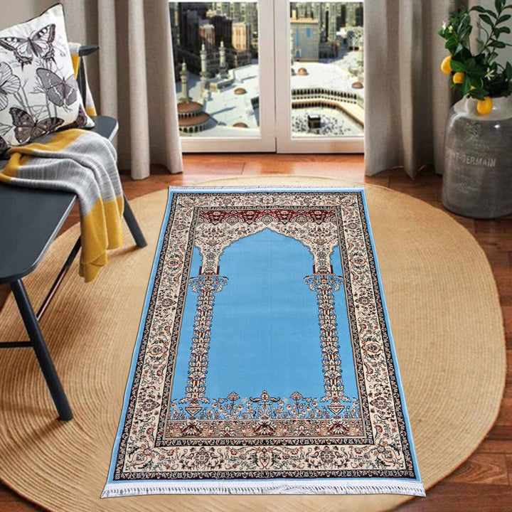 Sky Blue Persian Khas Prayer Rug 2.5x4 FT