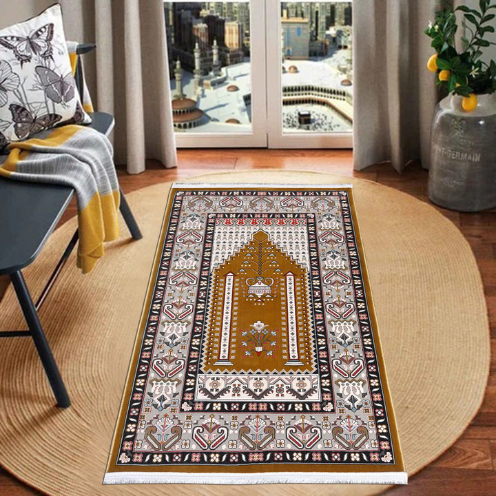 Mustard Gold Persian Khas Prayer Rug 2.5x4 FT