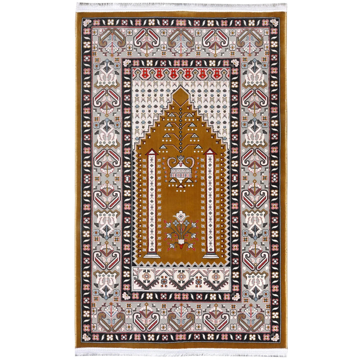 Mustard Gold Persian Khas Prayer Rug 2.5x4 FT