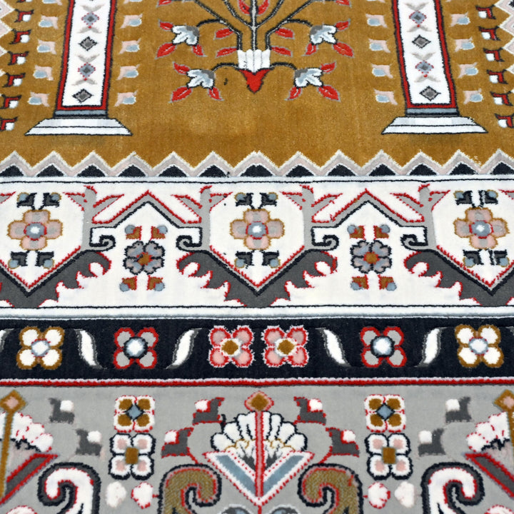 Mustard Gold Persian Khas Prayer Rug 2.5x4 FT