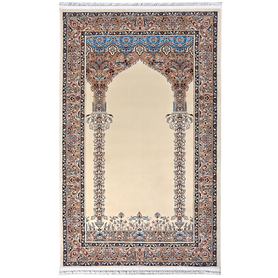 Cream Beige Persian Khas Prayer Rug 2.5x4 FT