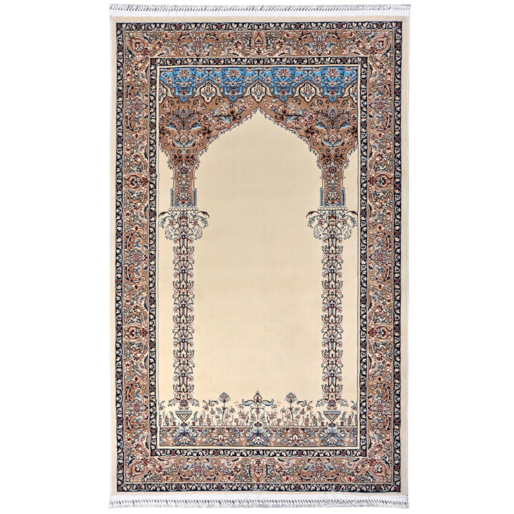 Cream Beige Persian Khas Prayer Rug 2.5x4 FT