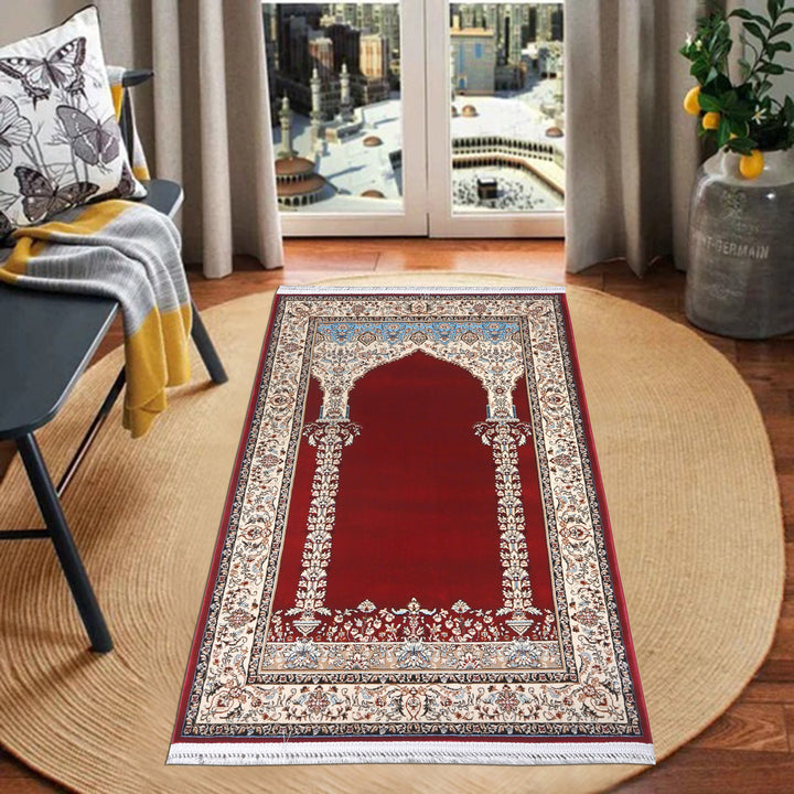 Burgundy Red Persian Khas Prayer Rug 2.5x4 FT