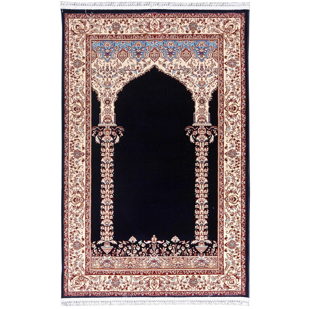 Navy Blue Persian Khas Prayer Rug 2.5x4 FT