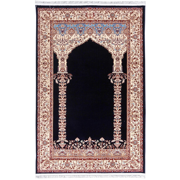 Navy Blue Persian Khas Prayer Rug 2.5x4 FT
