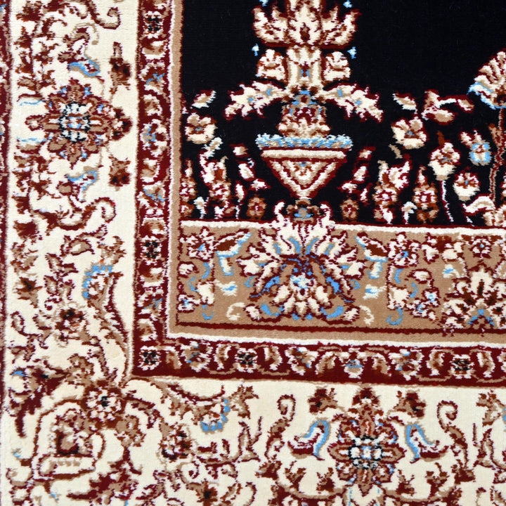 Navy Blue Persian Khas Prayer Rug 2.5x4 FT