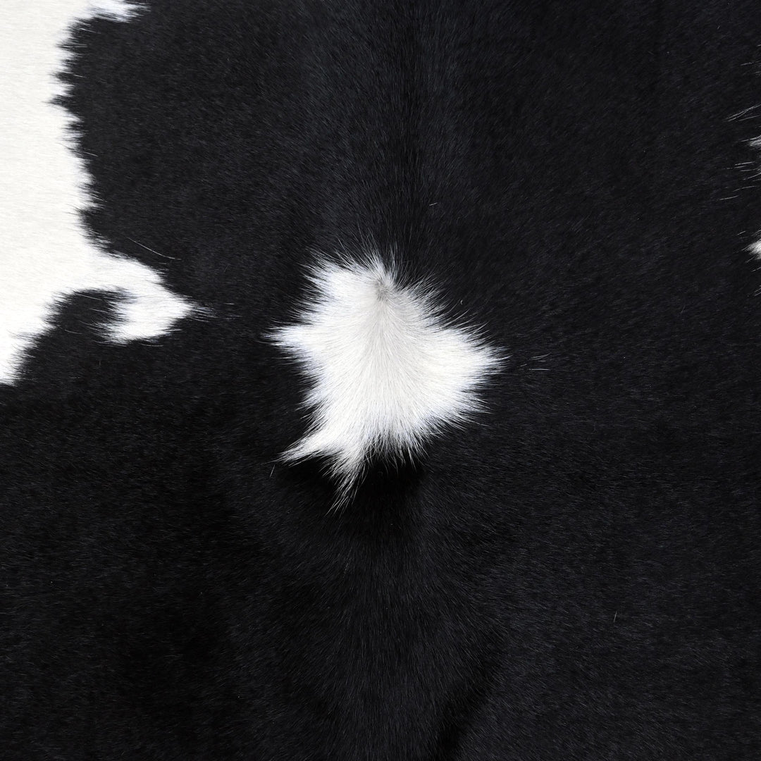 Panda Solid Black Cow hide Rug 4X4.5 FT