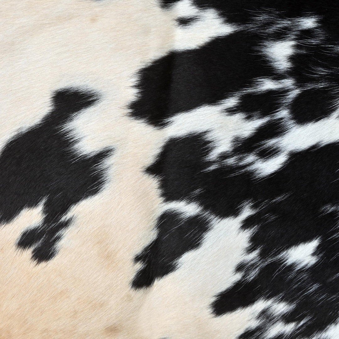 Panda Solid Black Cow hide Rug 4X4.5 FT
