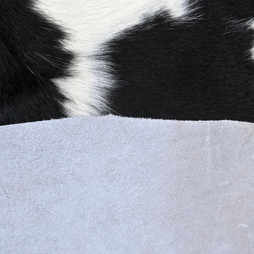 Panda Solid Black Cow hide Rug 4X4.5 FT