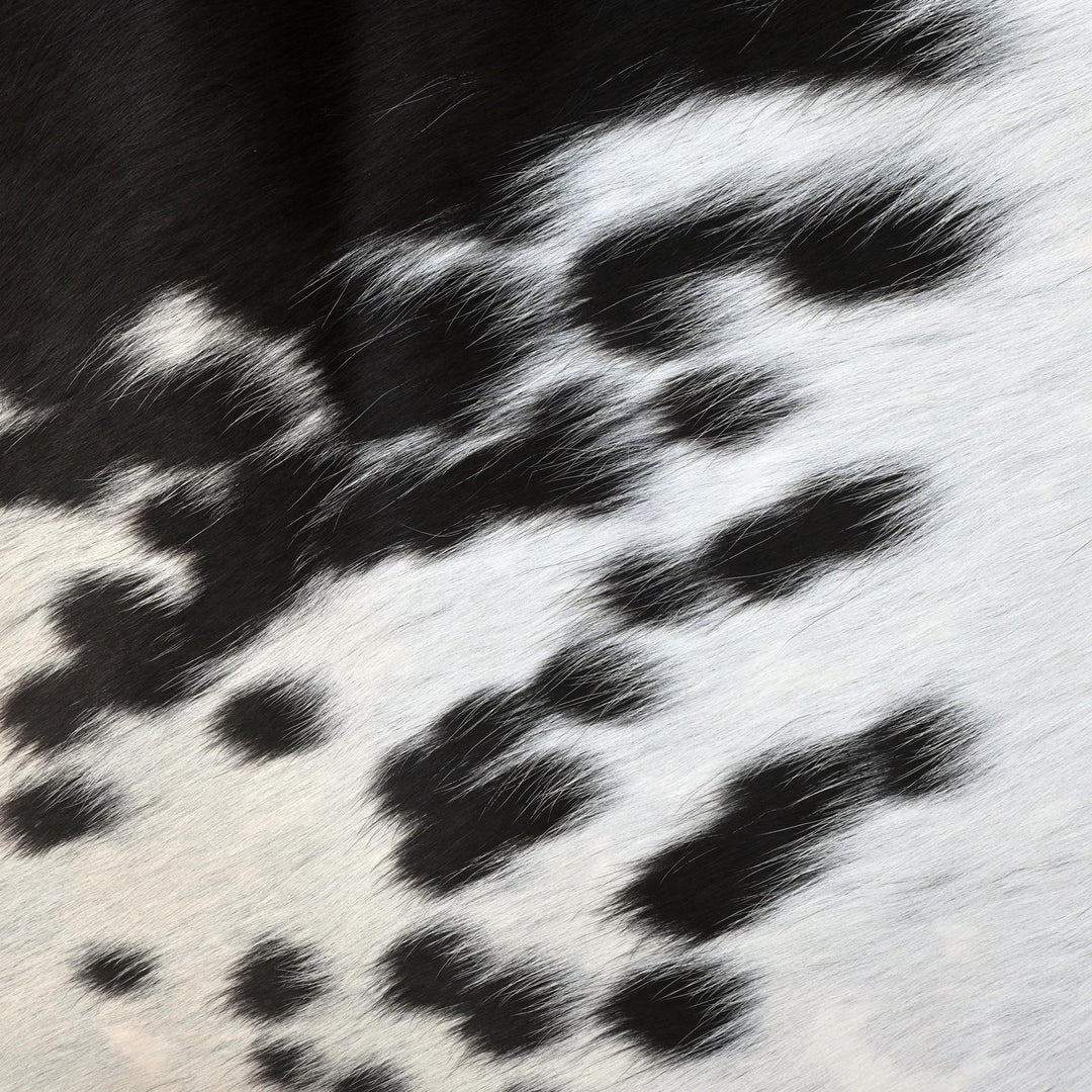 Panda Spotted Cow hide Rug 4X4.5 FT