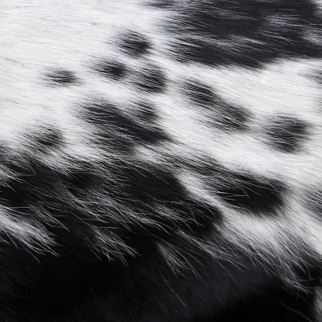 Panda Spotted Cow hide Rug 4X4.5 FT