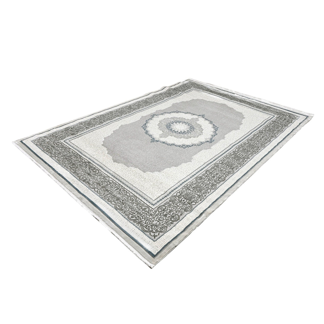 Grey Floral Turkish Rug 7x10 ft