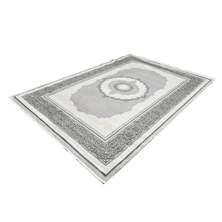 Grey Floral Turkish Rug 7x10 ft