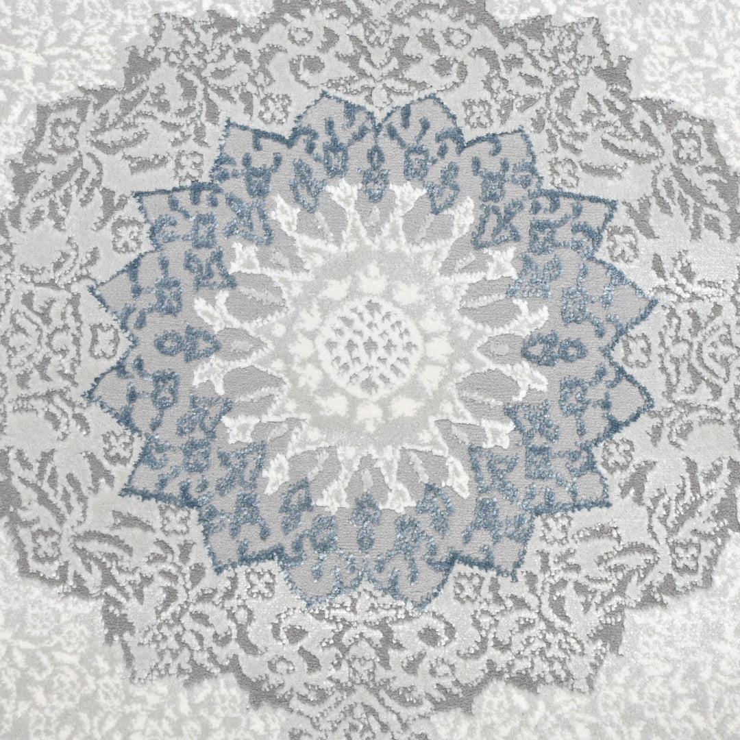 Grey Floral Turkish Rug 7x10 ft