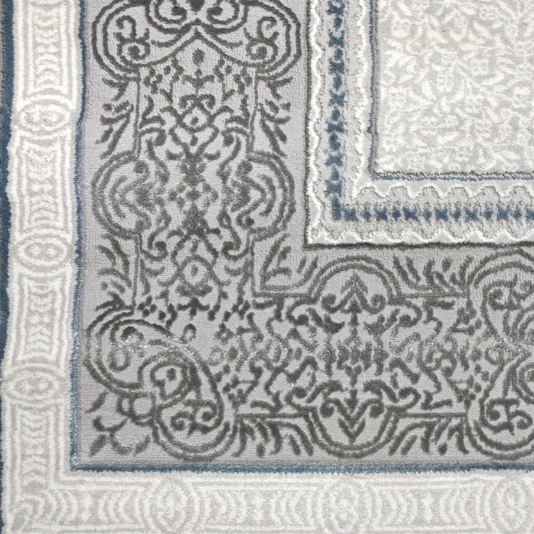 Grey Floral Turkish Rug 7x10 ft