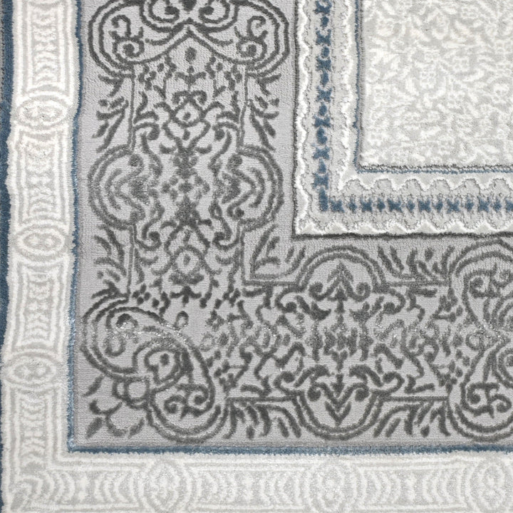 Grey Floral Turkish Rug 7x10 ft