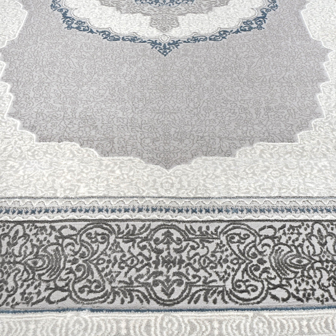 Grey Floral Turkish Rug 7x10 ft