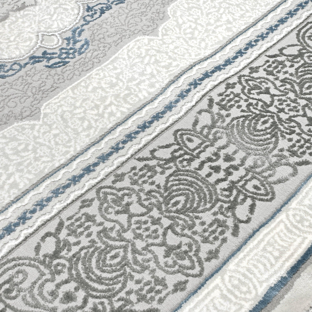 Grey Floral Turkish Rug 7x10 ft