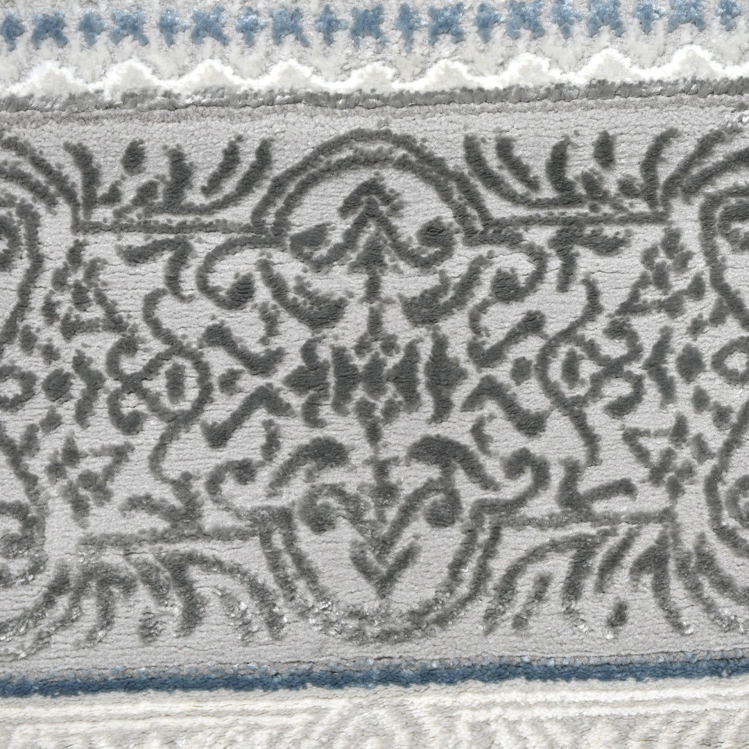 Grey Floral Turkish Rug 7x10 ft