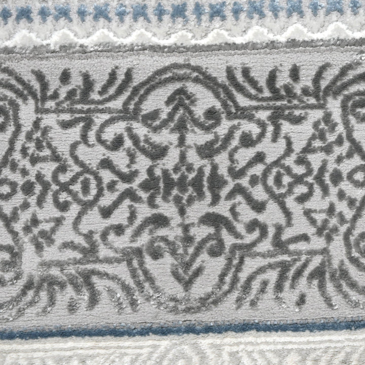 Grey Floral Turkish Rug 7x10 ft