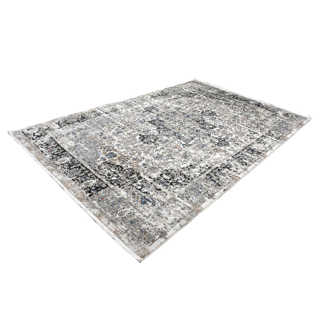 Grey Floral Turkish Rug 4X6 ft