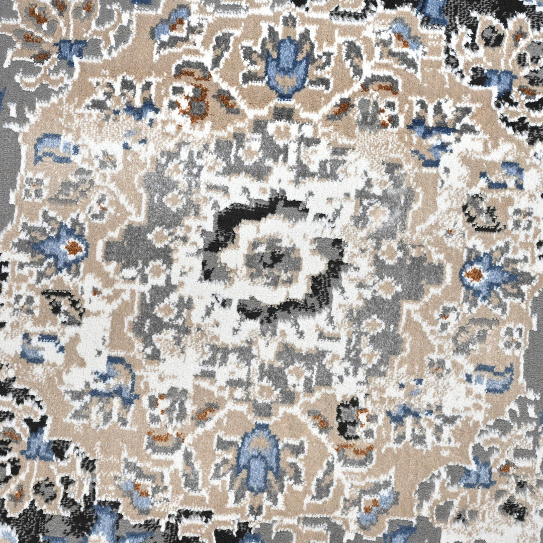 Grey Floral Turkish Rug 4X6 ft
