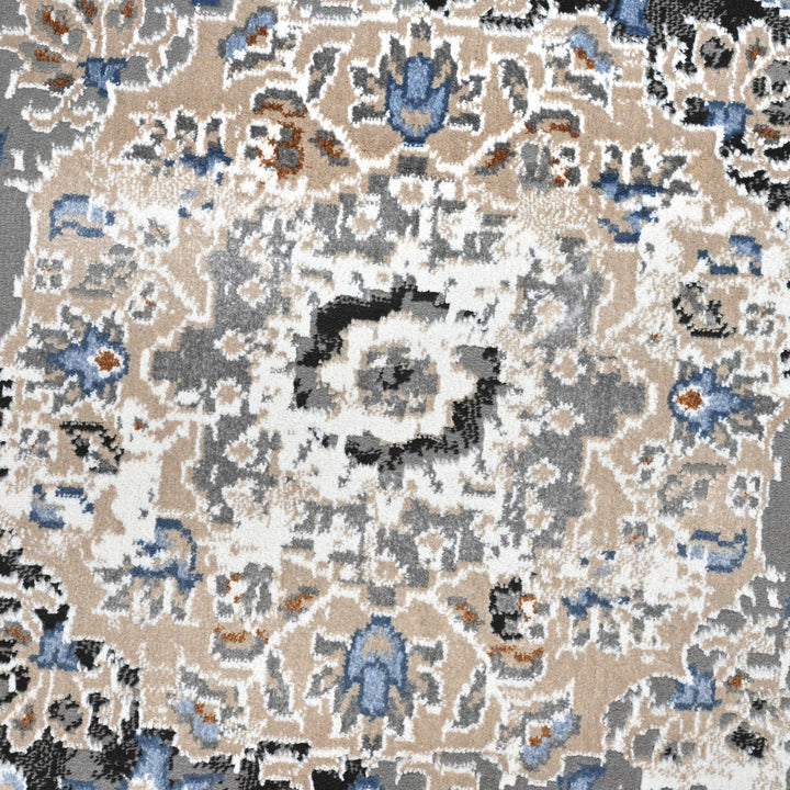 Grey Floral Turkish Rug 4X6 ft
