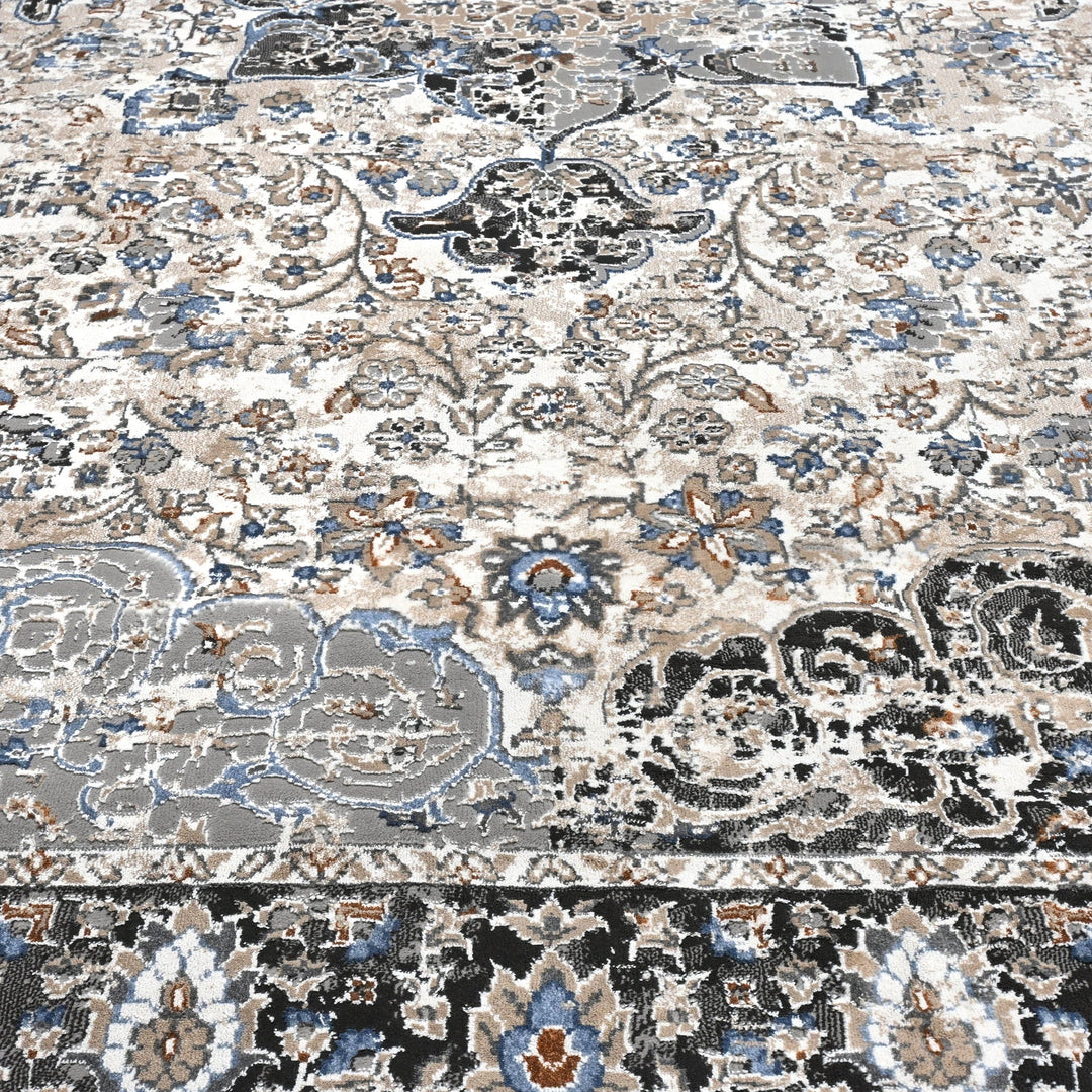 Grey Floral Turkish Rug 4X6 ft