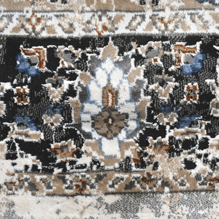 Grey Floral Turkish Rug 4X6 ft