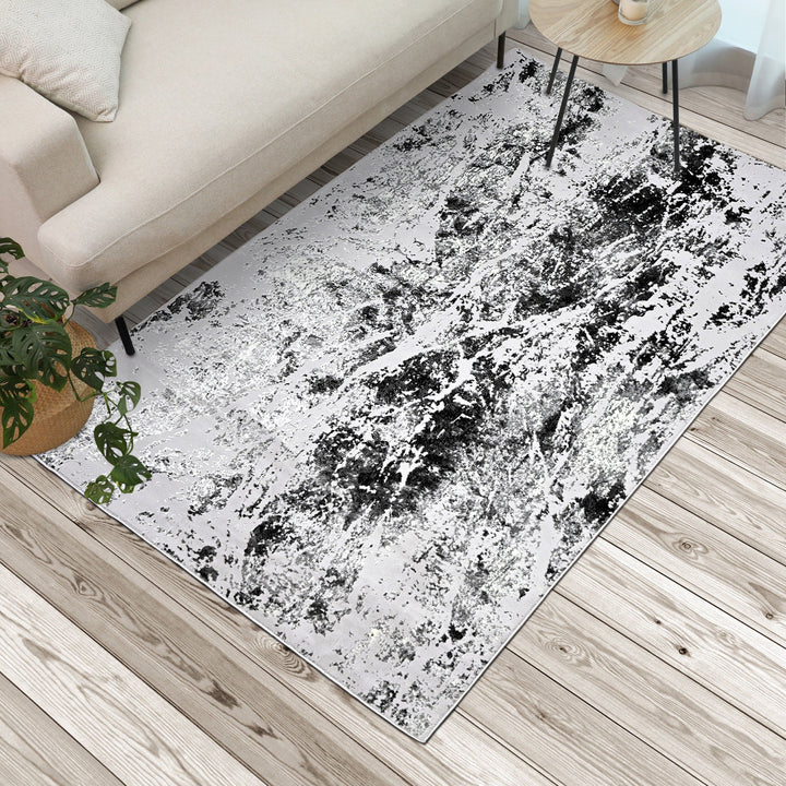 Grey Abstract Turkish Rug 5X8 Ft