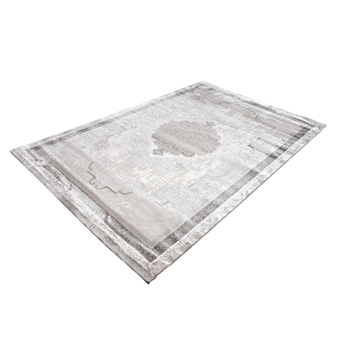 Off White Floral Turkish Rug 5X8 Ft