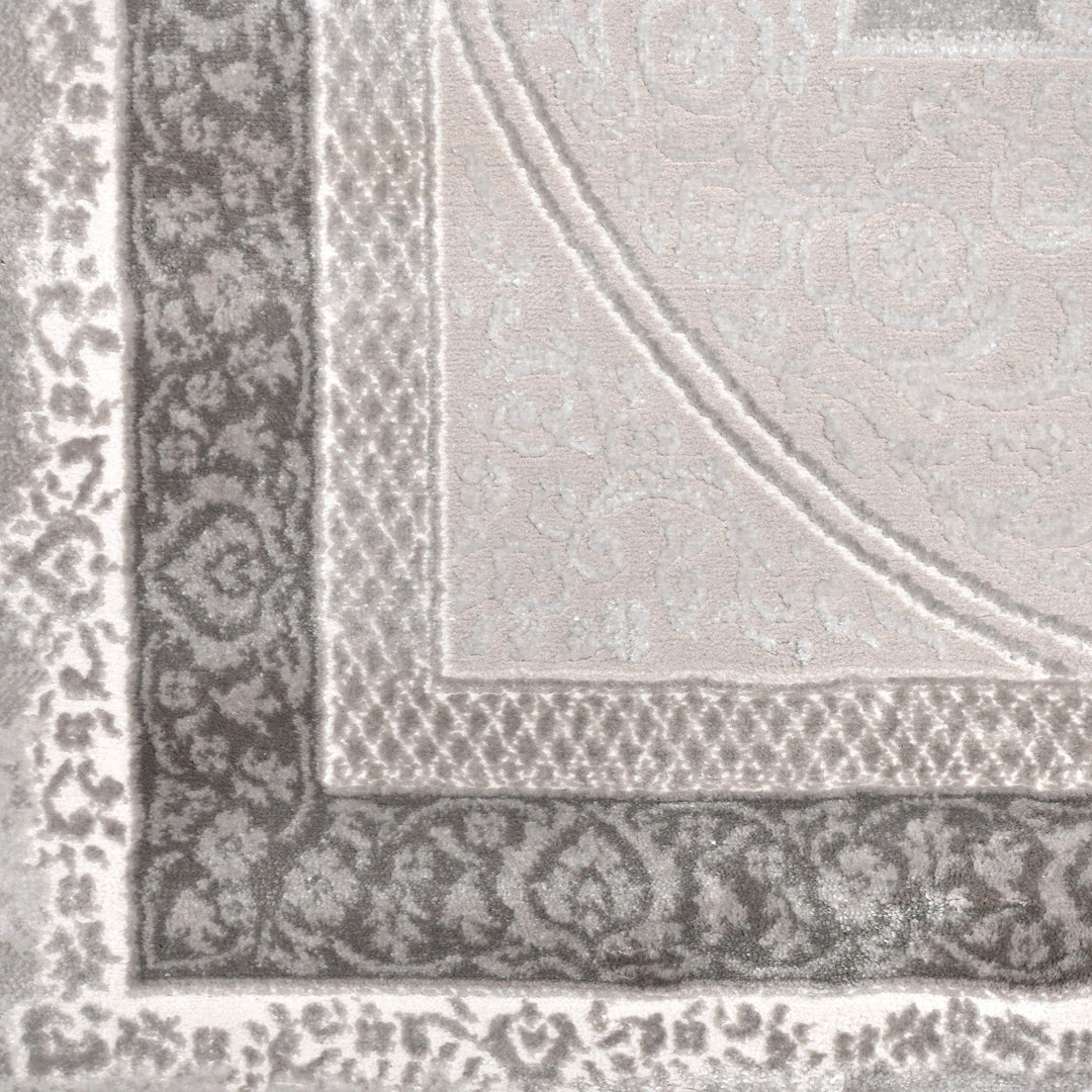 Off White Floral Turkish Rug 5X8 Ft